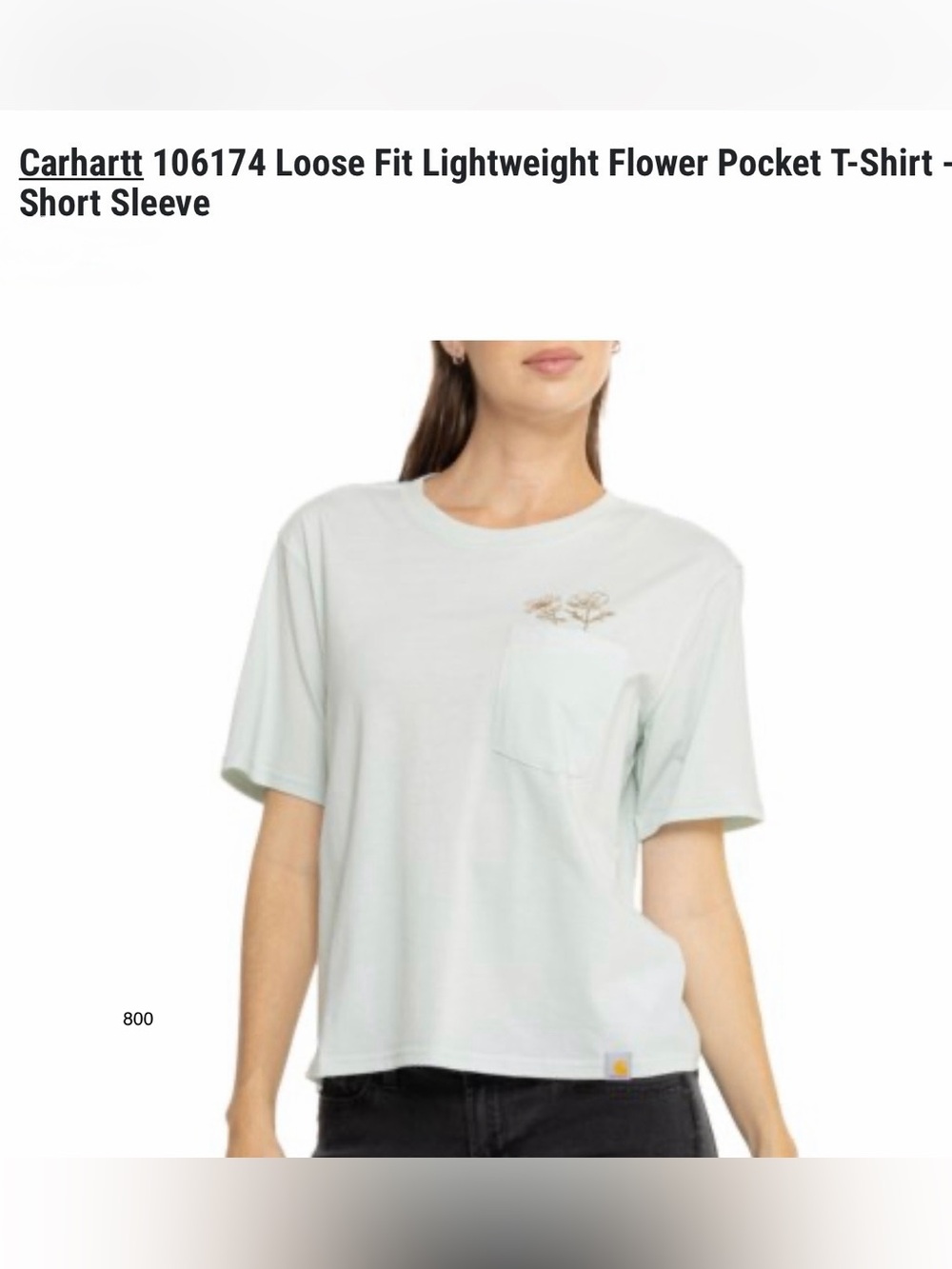 *new* Carhartt Light Mint Short Sleeve Pocket Tee with Floral Embroidery